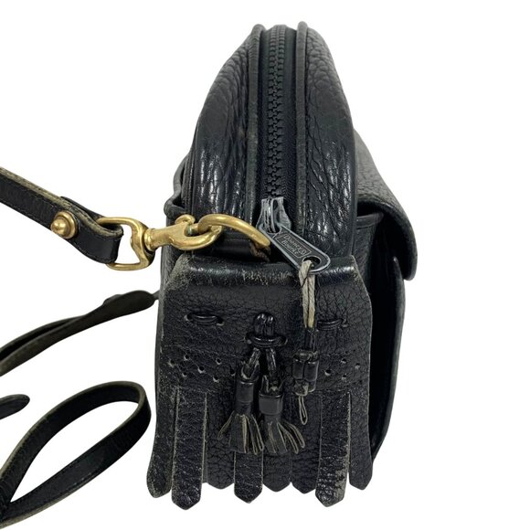 VTG Dooney And Bourke AWL Black On Black Kiltie Travel Shoulder Crossbody Bag - Picture 2 of 14